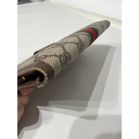 VIntage Gucci Wallet Trifold Brown Monogram GG Passport Sherry Line Canvas 80s - Picture 10 of 16